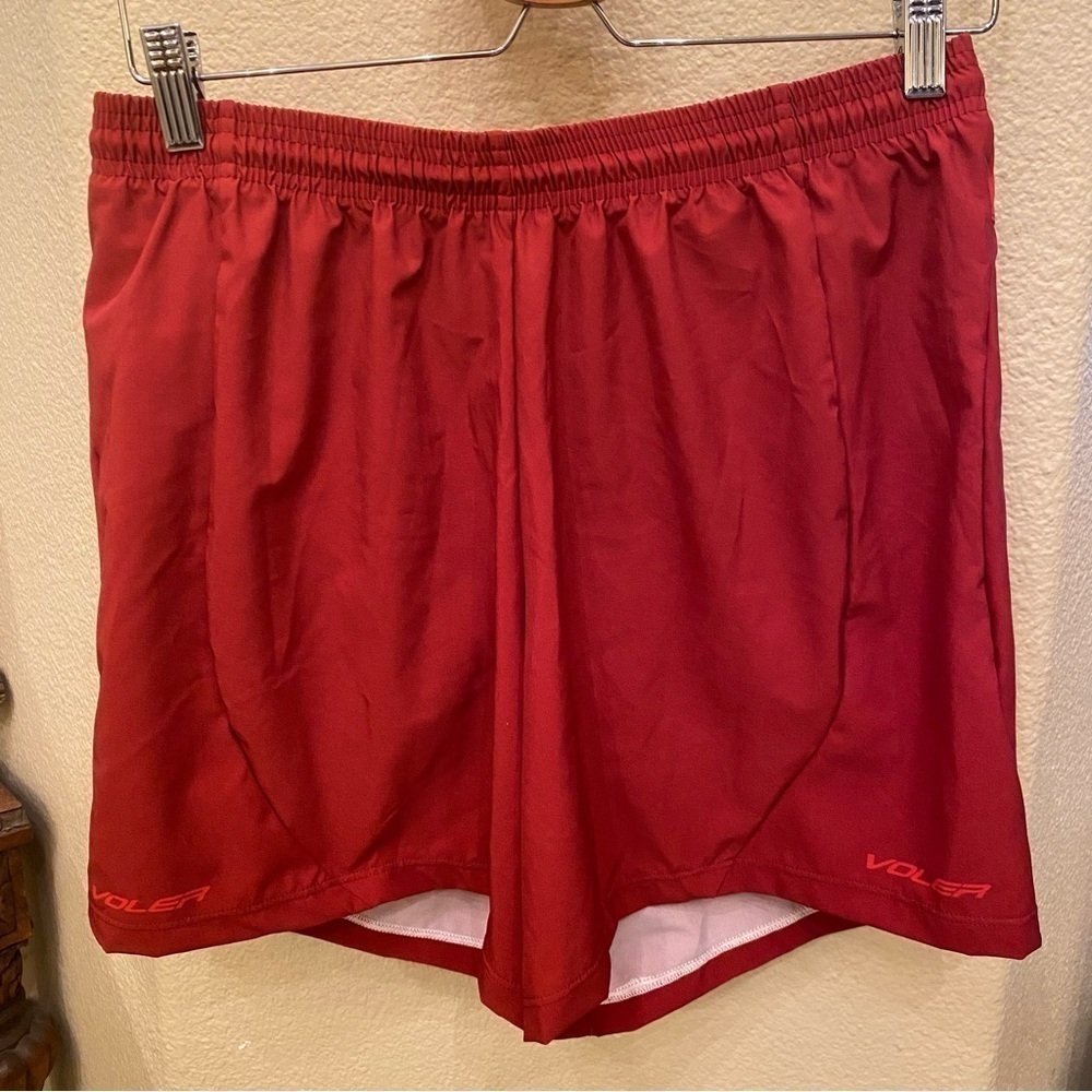 VOLER Men Red Orange Athletic Lined Shorts Size Large